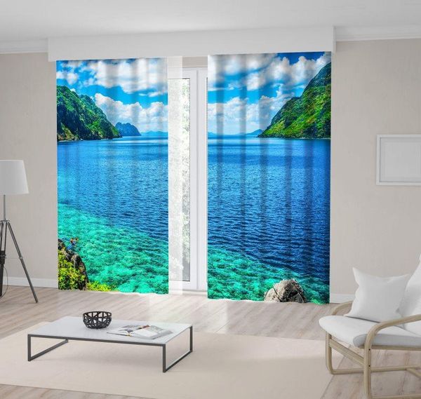 

curtain & drapes scenic view of sea bay and mountain islands palawan philippines exotic landscape green blue