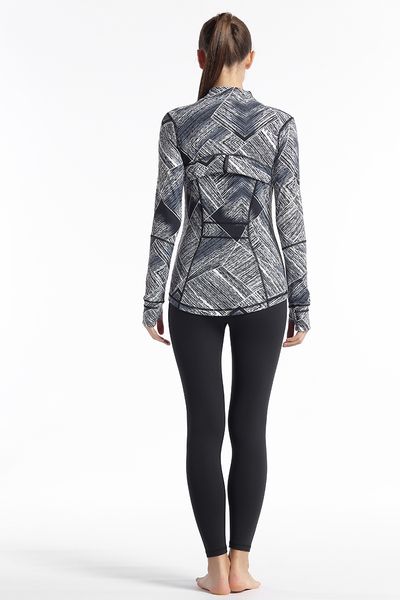 

long sleeve t-shirts women yoga gym compression tights women's sports wear for fitness yoga training zipper jacket-12