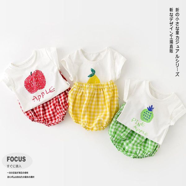 

clothing sets 2021 summer children's suit cute fruit print girl baby short-sleeved shorts cool two-piece, White