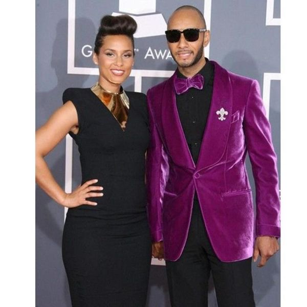 

recommend one button fuchsia velvet groom tuxedos groomsmen shawl lapel mens suits blazers (jacket+pants+tie) w:851 men's &, White;black