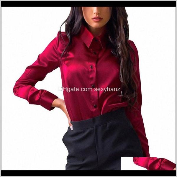 

blouses & shirts womens clothing apparel drop delivery 2021 semptation silky stick women button fashion casual long sleeve shir, White