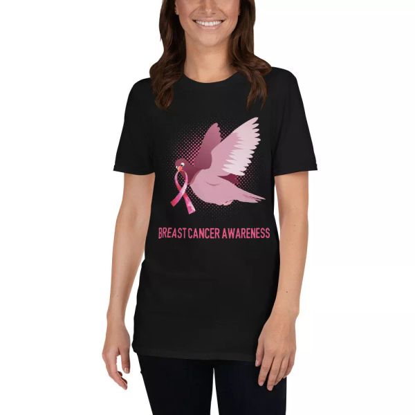 

Breast Cancer Awareness Pink Ribbon Pigeon Bird Lover Gifts T-Shirt, White;black