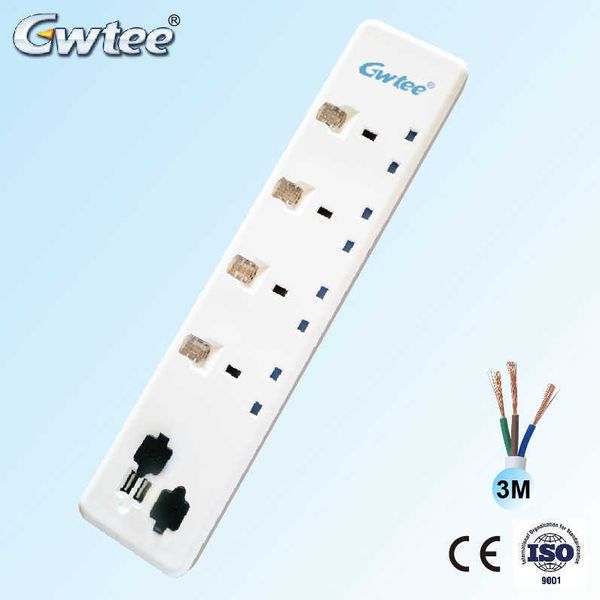 

saso certified british socket independent switch with 4usb plug