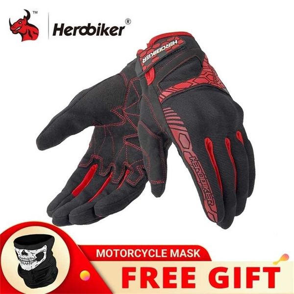 

herobiker motorcycle gloves summer breathable guantes moto touch screen motocross off-road motorbike riding 211124, Blue;gray