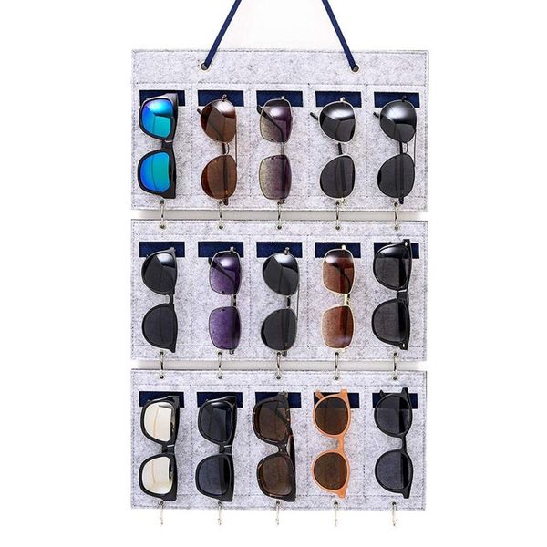 

storage boxes & bins 15 grids felt sunglasses hanging bag portable household jewelry organizer for wall bags