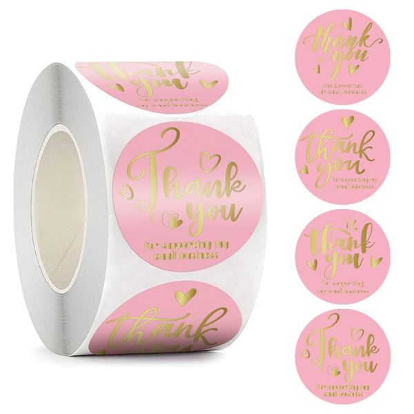 

gift wrap 4 designs gold foil thank you sticker pink color with heart 500pcs 1 inch for supporting my small business round scrapbook label