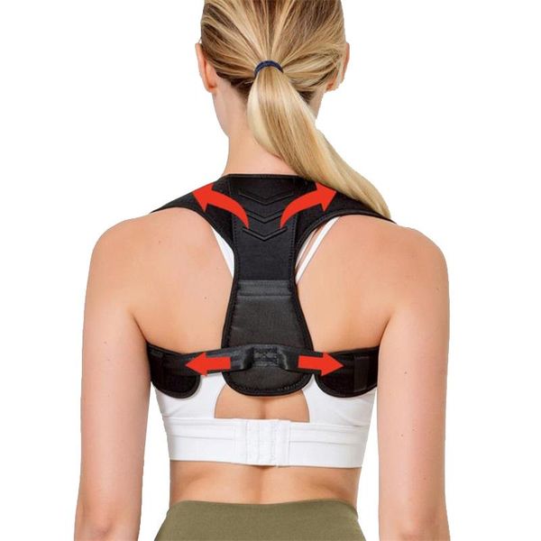 

back support adjustable shoulder posture corrector belt clavicle spine home office sport upper brace de postura, Black;blue
