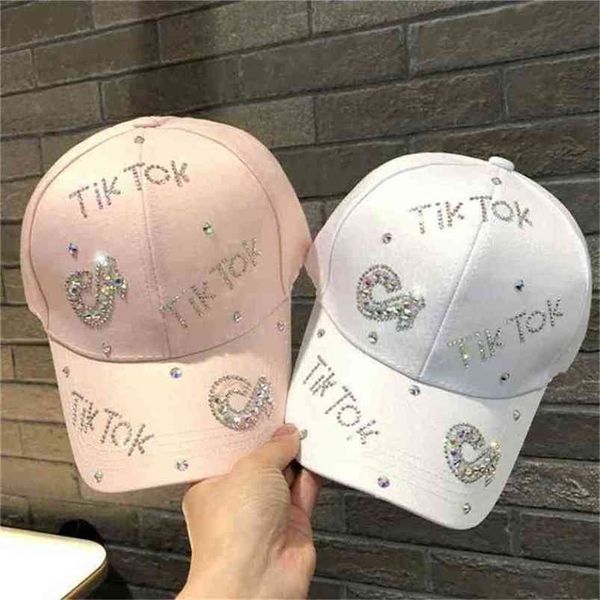 

spring autumn winter rhinestone tiktok letters base ball caps fashion solid colors boys and grils drilling tik tok visor baseball hats g979o, Yellow
