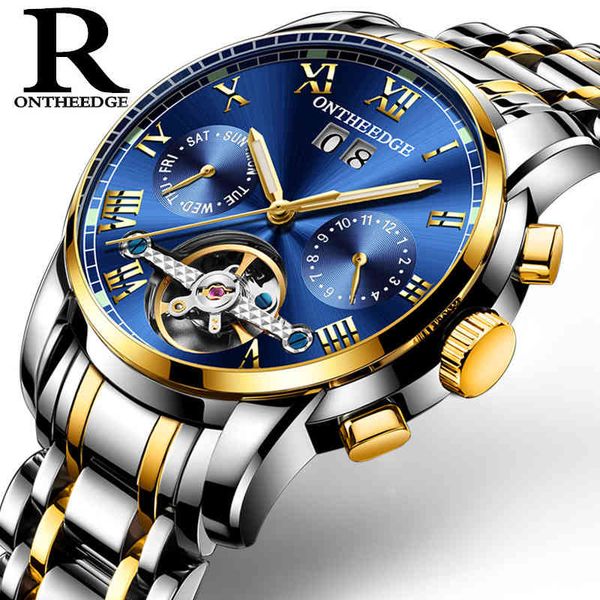 

clocks luxury tours multi-functional gentlemen multi-dial automatic mechanical rvs calendar men business, Slivery;brown