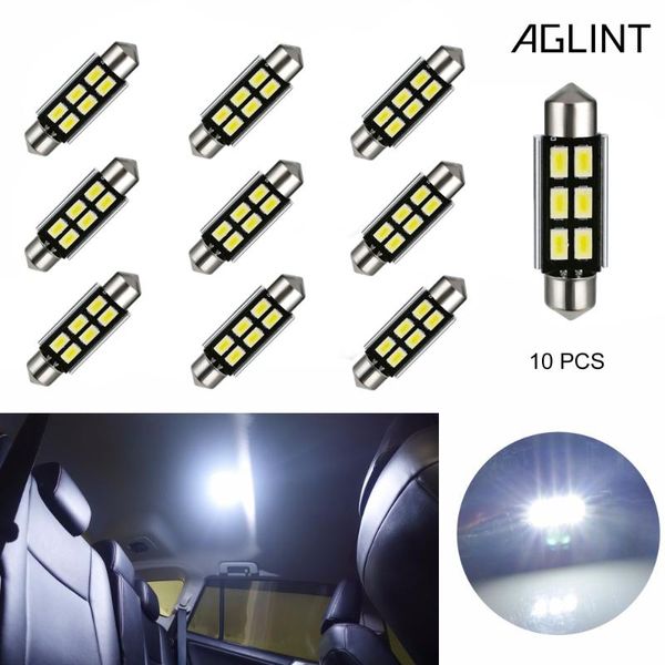 

emergency lights aglint 10pcs festoon c5w 41mm 42mm canbus error led bulb automotive interior dome map reading super white dc 12v
