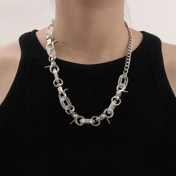

chains creative hip hop metal acrylic thorns necklaces for men women punk minimalist night club choker jewelry accessories, Silver