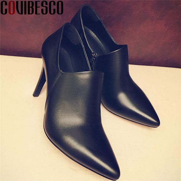 

dress shoes covibesco elegant side zipper pointed toe handmade for women 2021 summer autumn high heels pumps est party woman, Black