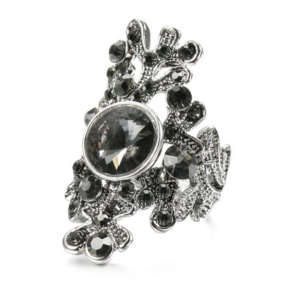 

cluster rings wbmqda 2021 fashion boho grey crystal ring for women antique silver color bright black vintage wedding, Golden;silver