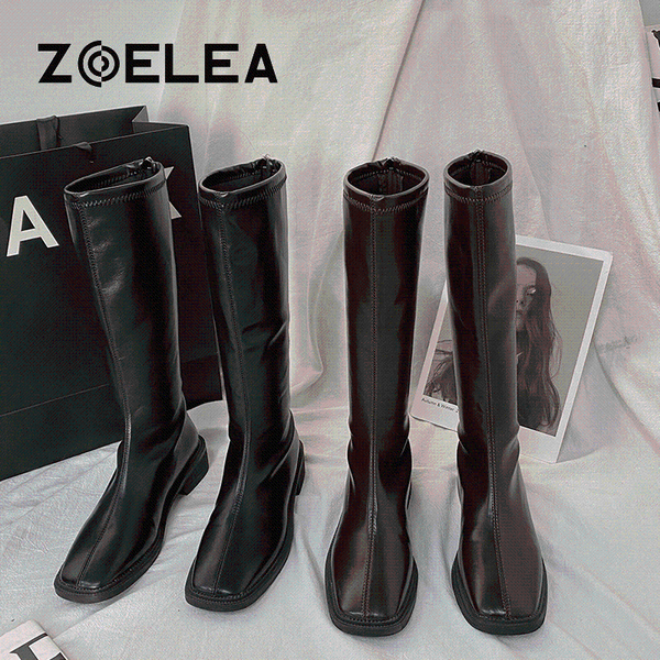 

boots women high western female shoes for 2021 autumn solid ladies concise korean style knee-high knight modern, Black