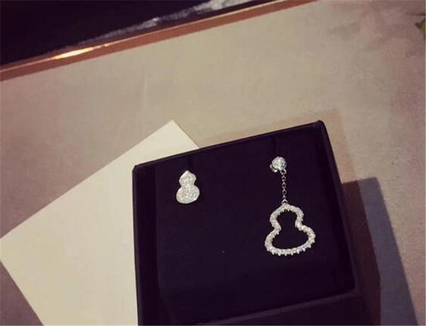 

jewelry s925 sterling silver earrings gourd shaped stud earrings for women asymmetric earring christmas gift, Golden