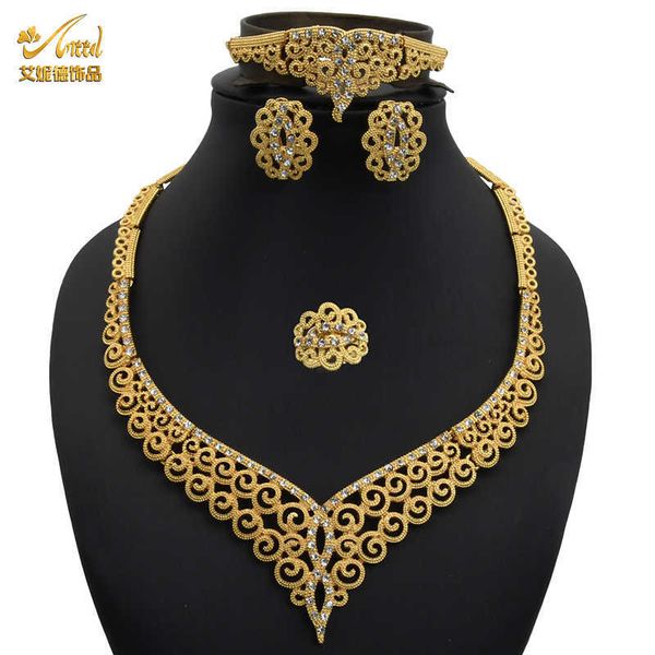 

aniid jewelery set 24k indian necklace for womens bridal jewelry african gold earrings wedding rings bracelet luxury brazilian h1022, Silver