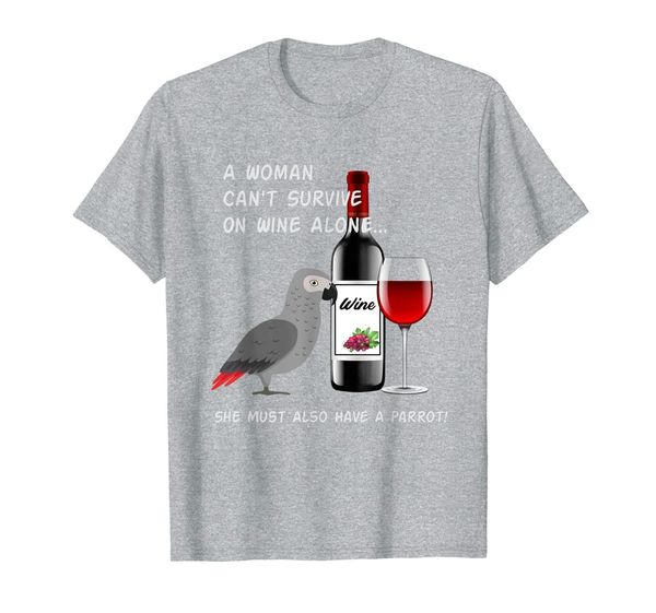 

african grey parrot wine loving drinking t-shirt for women, White;black