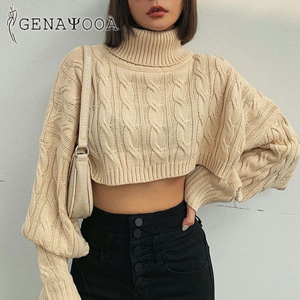 Genayooa Frauen Herbst Streetwear Rollkragen Pullover Pullover Langarm Lose Kurze Jumper Damen Koreanische Chic 210417