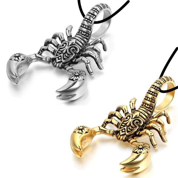 

pendant necklaces trendy male personality fashion rock punk king scorpion men's necklace antique jewelry, Silver