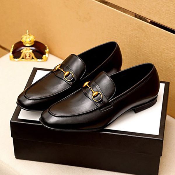 

men classic business dress shoes handsome real leather soles casual shoe charming fashion and leisure style with box, Black
