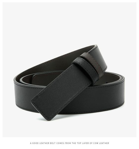 

belts nfc chip belt men's headless leather without buckle head layer cattle spare 3.4cm wide, Black;brown