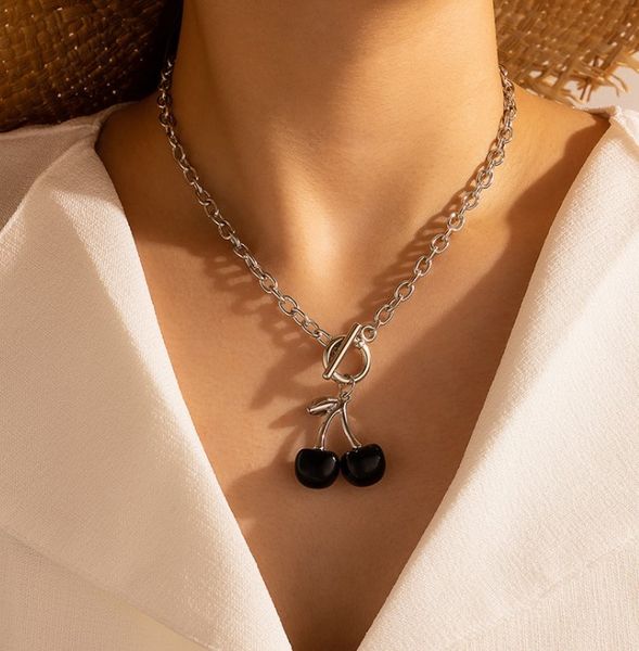 

black cherry necklace girl chain with a simple necklaces, Silver