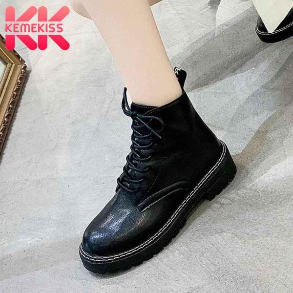 

boots kemekiss women ankle fashion platform zipper winter shoes woman cross strap short boot office lady footwear size 35-42, Black