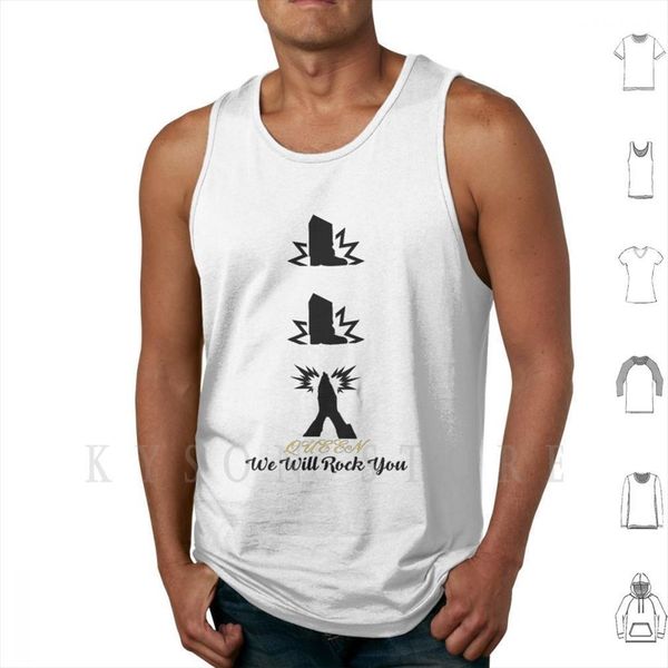 

we will rock you white tank vest sleeveless queen band fanart, White;black