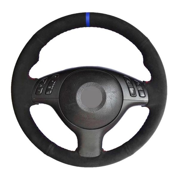 

steering wheel covers anti-slip black genuine leather suede car cover for m sport e46 330i 330ci e39 540i 525i 530i m3 m5