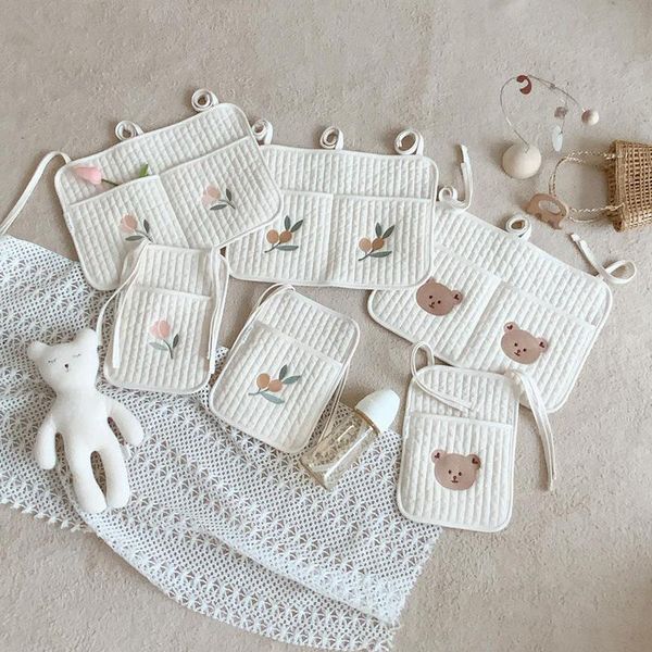 

storage bags ins baby crib hanging pocket cotton born nappy diaper bag dormitory bedside bed books mini kids toys organizer pouch