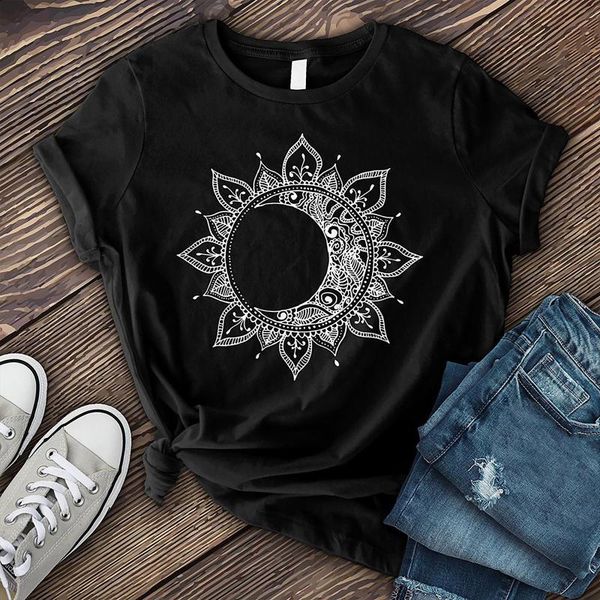 

casual sun moon printed oversized t-shirt female vintage elegant women's t-shirts with short sleeve o neck tee shirt, White