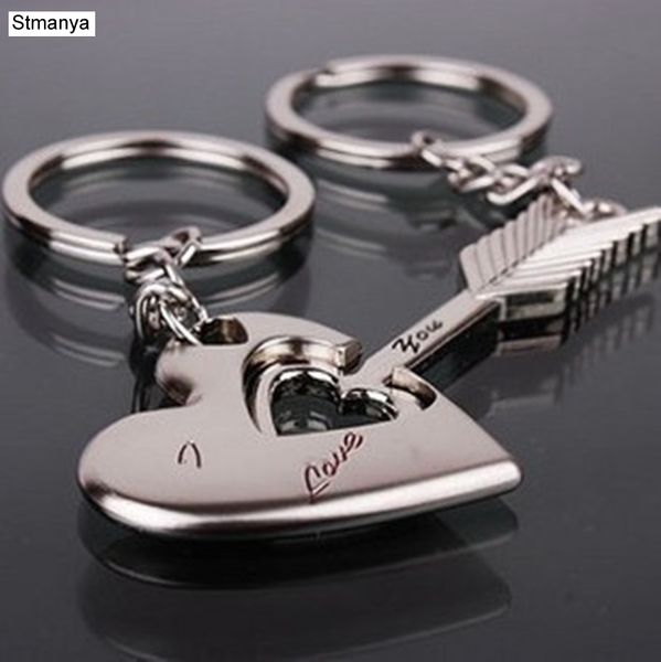 

new trendy one pair key chain alloy arrow bow keyrings keychains lovers couples for gift, Silver