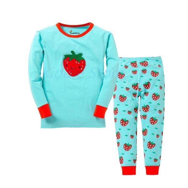 

pajamas cartoon strawberry sets for baby boys kids sleepwears suits lovely soft clothes set children nightwears long sleeve, Blue;red