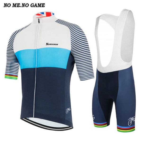 

racing sets no me game - pro england country team cycling jersey men summer triathlon road mtb bike gel breathable pad, Black;blue