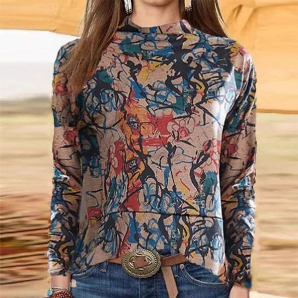 

women's blouses & shirts elegant spring autumn pullover vintage women fish print harajuku casual o neck long sleeve blusa streetwear, White