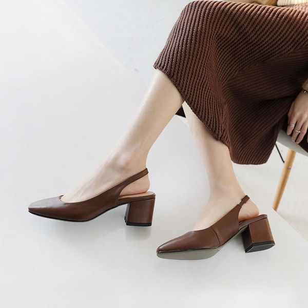 

dress shoes sandals woman coarse with leather foot women's code, Black