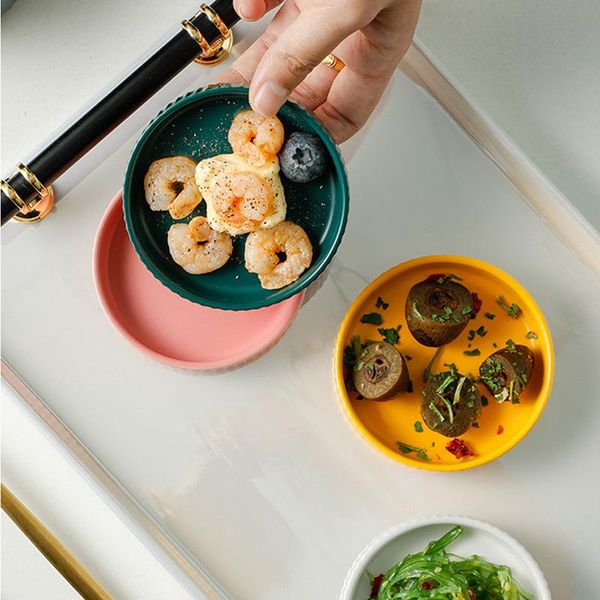 

nordic in style household ceramic hepburn sauce dish creative round seasoning striped side individual small dishes & plates