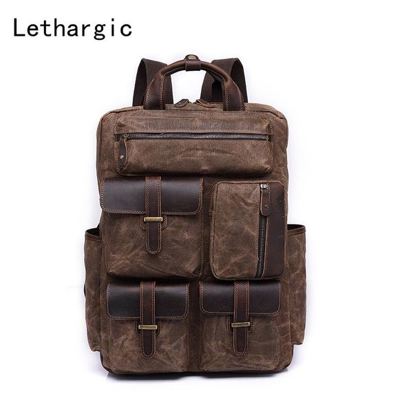 

backpack lethargic wax rucksack man travel retro large capacity outdoor bag