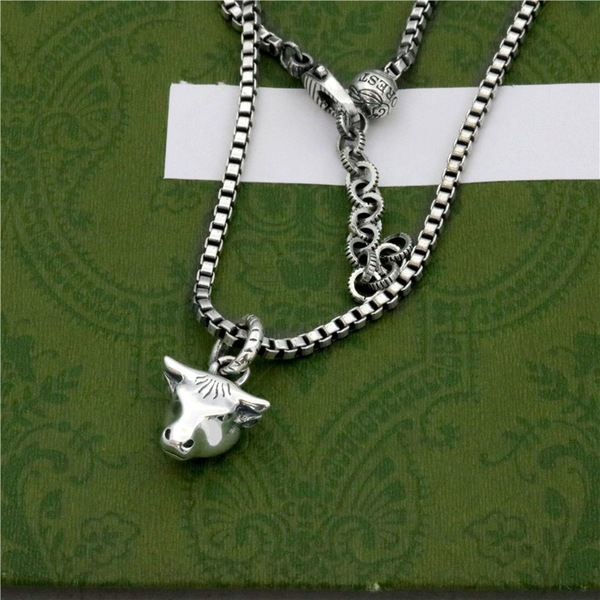 

trend three-dimensional relief bull head pendants thai silver retro domineering fashion couples necklaces