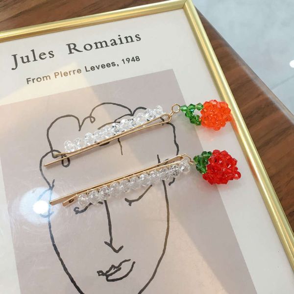 

hairpin the spirit is sour, cherry, hair, crystal, bead, strawberry, sweet and lovely headwear., Golden;silver