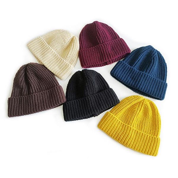 

caps & hats baby knit hat born beanie kids bonnet cap solid color winter toddler boy accessories for girls, Yellow