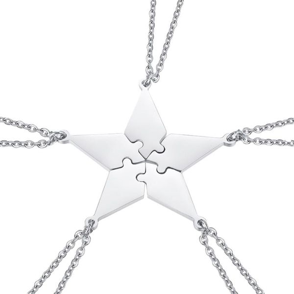 5pcs buona famiglia amicizia collana set stella a cinque punte puzzle collo ciondolo moda gioielli creativi accessori (pe collane