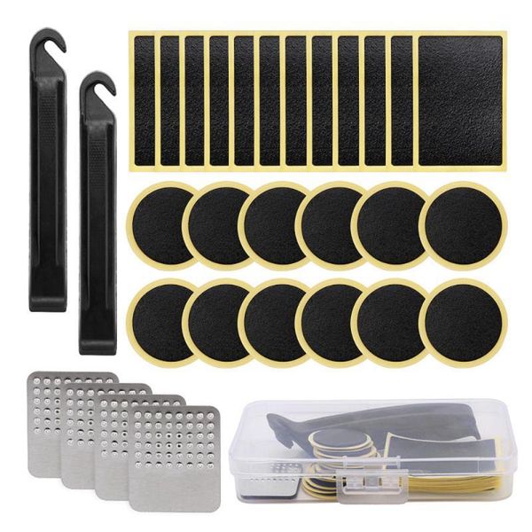 

tools 30pcs bicycle tire repair kits set sticker portable pry bar glue-square round puncture patch