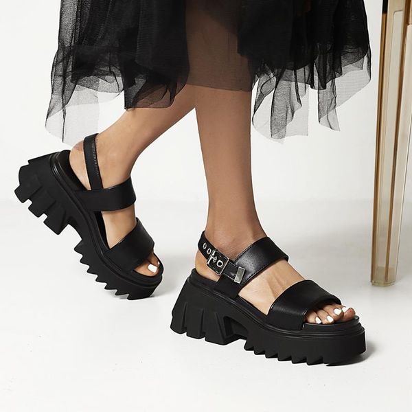 

open toe solid color black high heel sandals ladies double hook & punk plarm boots short gothic shoes dress