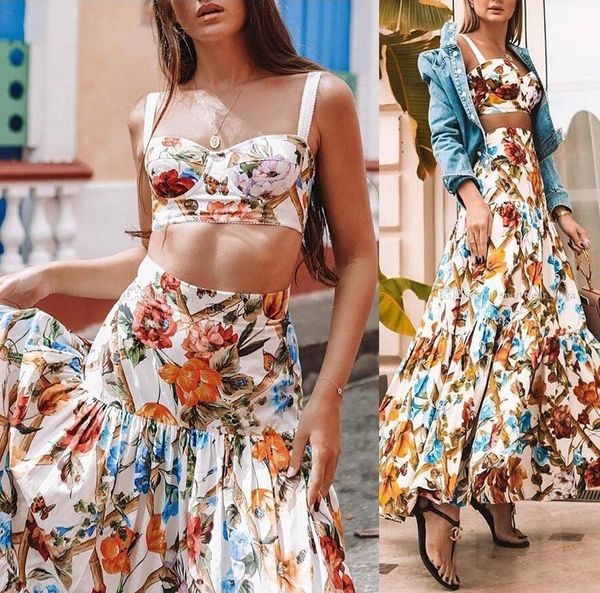 

womens floral print two piece sets boho dress designer dress evening gown party long maxi dress sundress clothing dresses woman casual wear, White