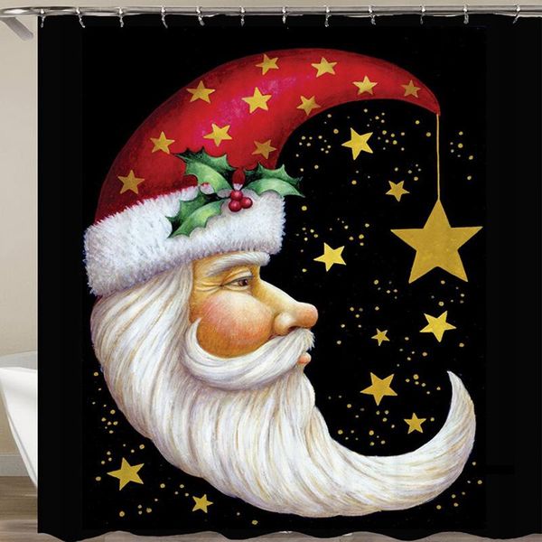

star moon christmas shower curtain santa claus drop bath curtains