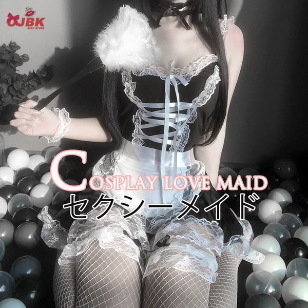 

ojbk costume babydoll dress uniform erotic lingerie role play women lingerie cosplay french apron maid servant lolita, Black;white
