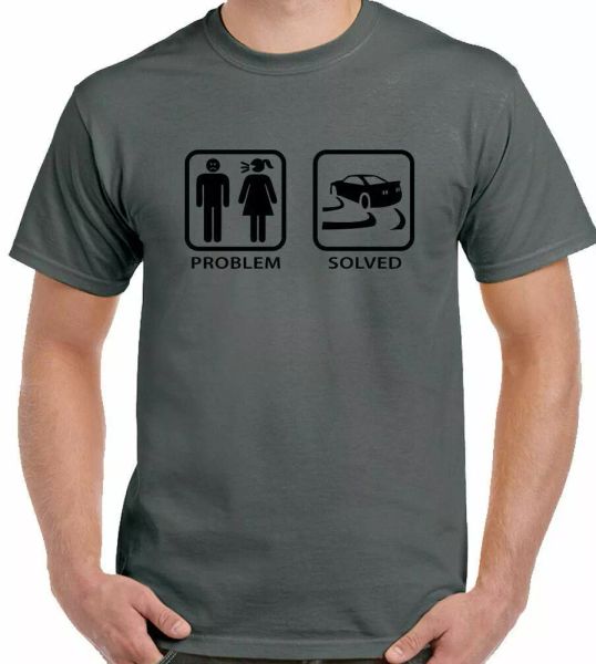 

drifting t-shirt problem solved mens funny, White;black