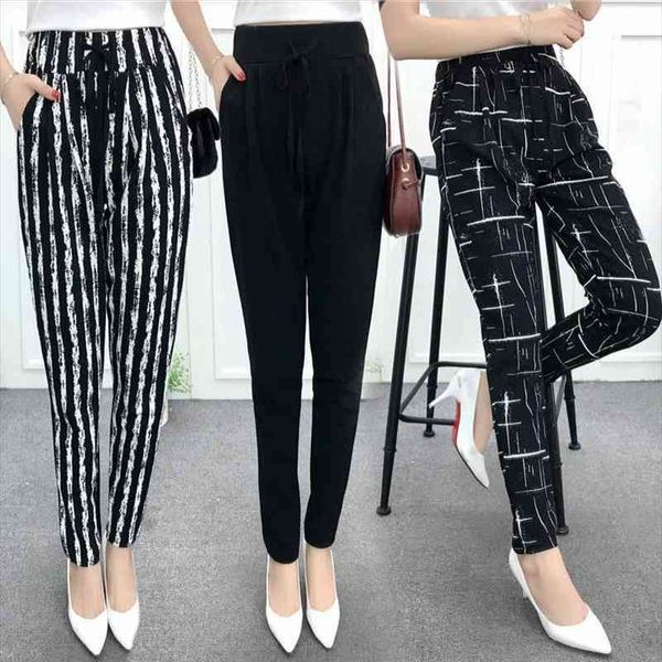 

women pants womens summer harem large size high waist loose spring and summer legs skinny pants pantalones de mujer, Black;white