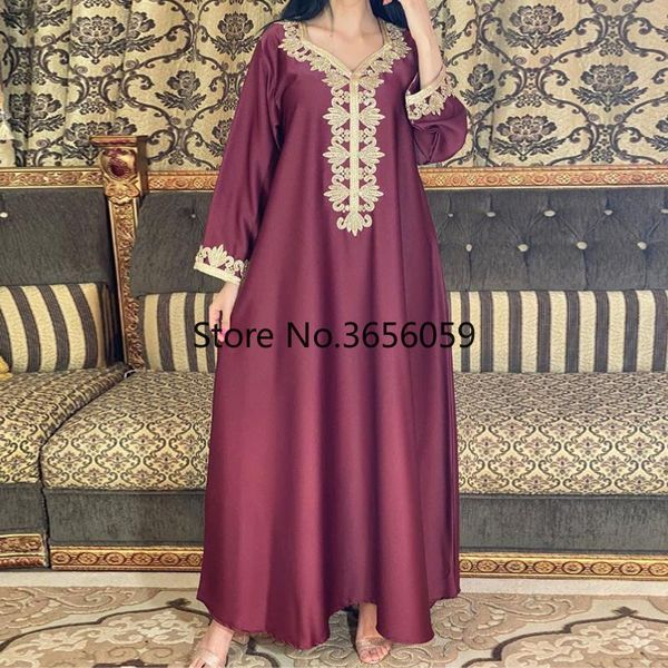 

ethnic clothing women dubai jalabiya long dress loose applique full sleeves islamic arab muslim pakistan abaya gown morocco ramadan eid part, Red
